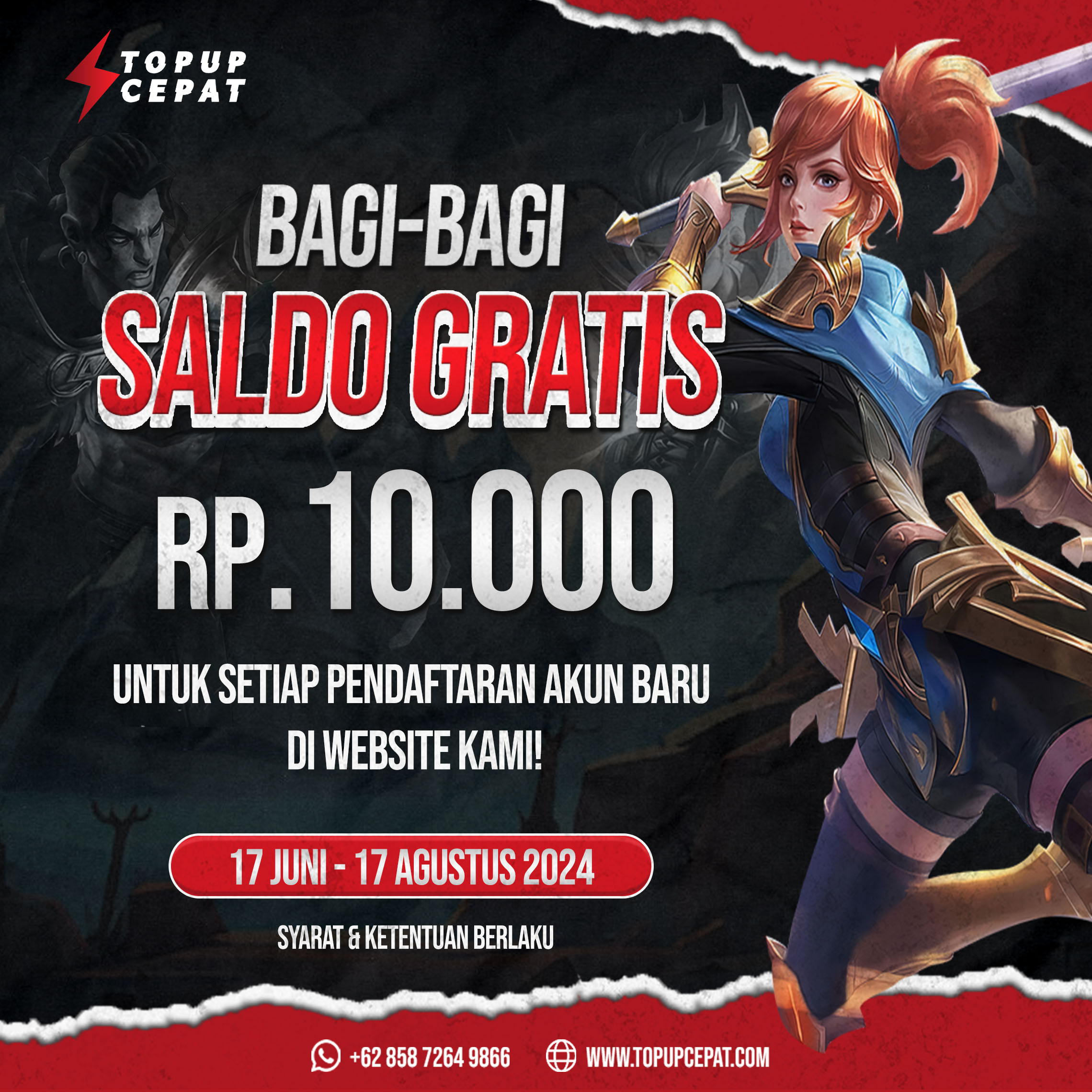 Promo Member Baru, TopUpCepat Gratis Saldo 10 Ribu!
