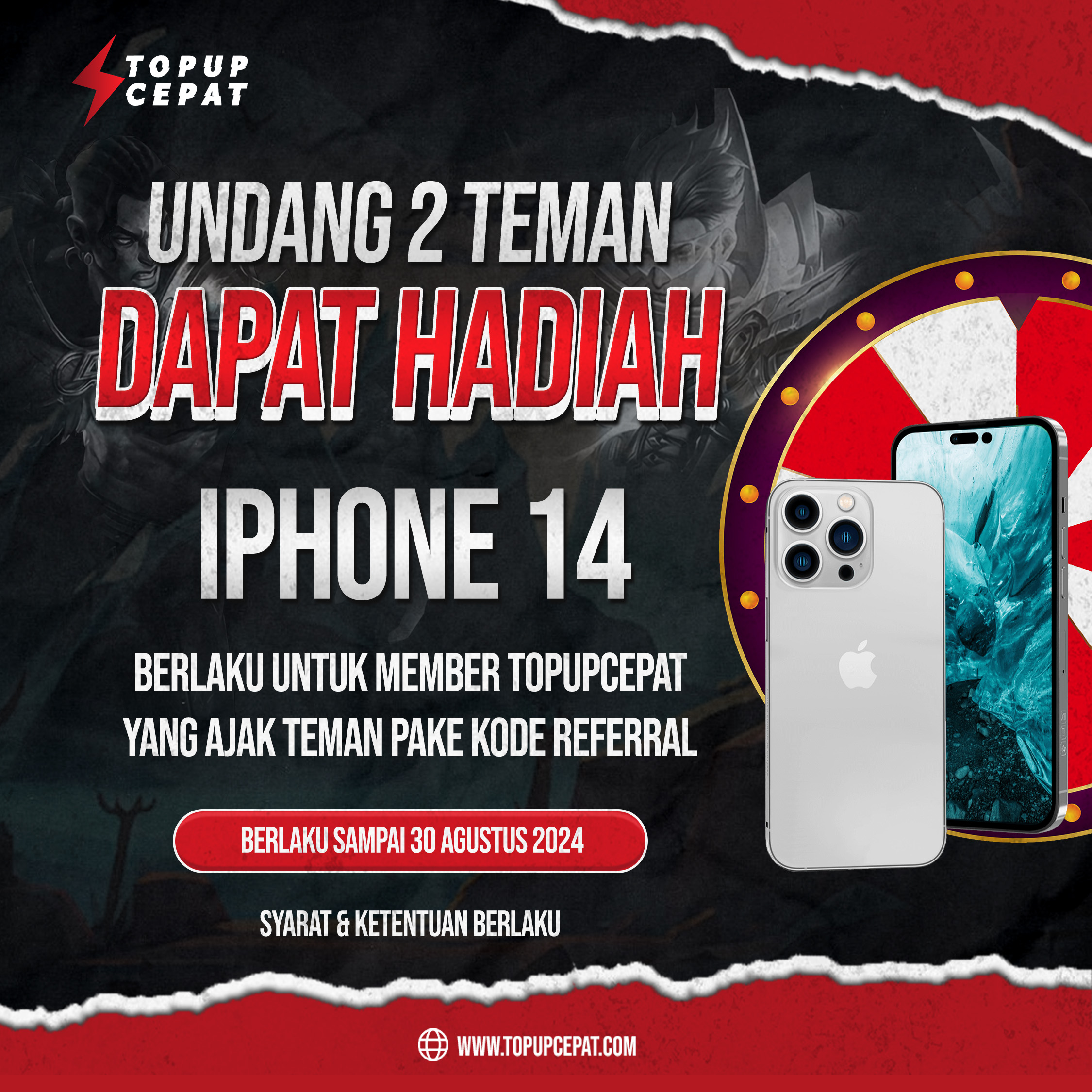 Undang 2 Teman Untuk Daftar dan Bertransaksi, Dapatkan Voucher LuckyWheel dan Kesempatan Menangkan iPhone 14!